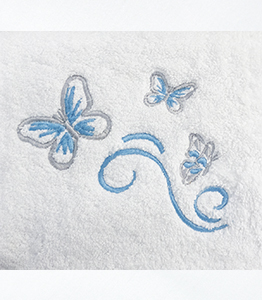 Blue Embroidered Butterfly Towel